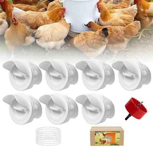 LeKuni 9 Stück DIY Futterautomat Hühner, No Waste Hühnerfutter Automat, Poultry Futterspender Schwerkraft Kükenfütterer Nagetiersicherer Regensicherer für Eimer Fässer Tonnen Tröge
