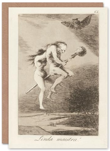 Artery8 Francisco Goya Art Card Pretty Teacher Witches on Broomstick