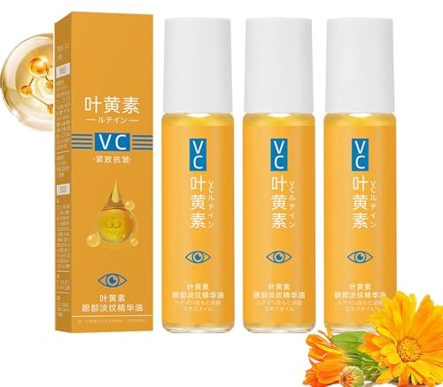 VC Antifalten Serum, VC Anti-Wrinkle Eye Serum Oil, Lutein Eye Essence Oil für Tränensäcke, Augenringe, Falten, Augenpflege für Alle Hauttypen (8ml, 3PC)