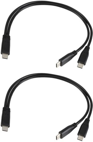 Anrbb 2 pezzi cavo 2 in 1 Type-C a doppio tipo C 30 cm, 3 A ricarica rapida, cavo Y Splitter, compatibile con smartphone, tablet, Powerbanks, cuffie Bluetooth, ricarica solo