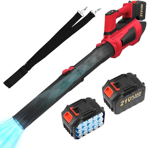 Do-Electr Souffleur de Feuilles avec Moteur sans balais,souffleur de Feuilles sans Fil 450 CFM/250 MPH,5 Modes de Vitesse,souffleur électrique léger avec 2xbatteries 4,5 Ah et Chargeur