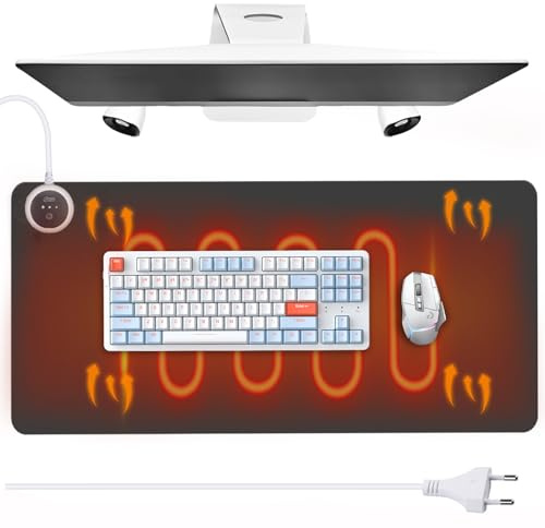 GAOUTO Beheiztes Mauspad: 80x33cm Schreibtischunterlage Beheizte mit Funktion Heizung, Wasserdicht Heizmatte Schreibtisch mit 3 Heizstufen, Beheizte Schreibtischunterlage für Laptop Zuhause Büro