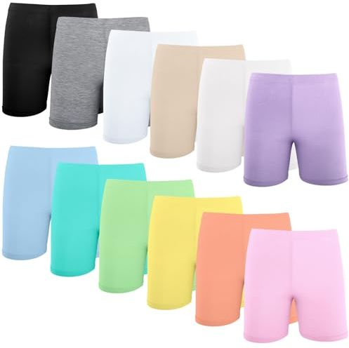 HOLLHOFF 12 Pack Girls Dance Shorts 4-5T, 12 Color Bike Short Toddler Shorts for Girls Cartwheel Breathable and Safety for Playgrounds and Gymnastics Multi