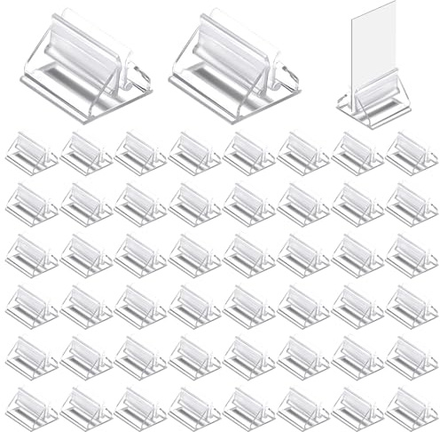 TaboSI 100 Stück Acryl Transparent Kartenständer Klein Kunststoff Kartenhalter Klar Spielkartenhalter Dreieck Tischkartenhalter Namenskartenständer für Spielkarten Brettspiel Fotos Bilder Memo