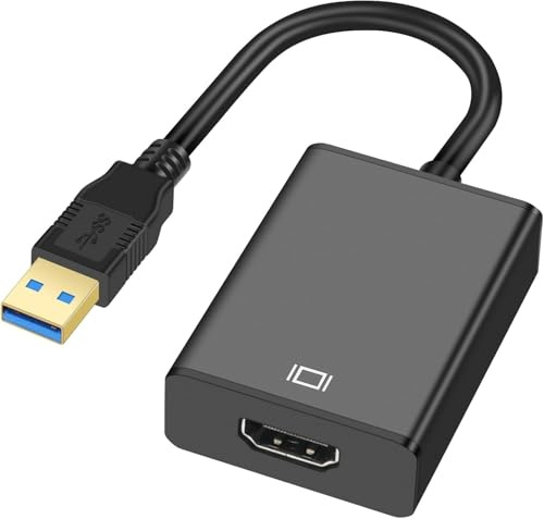 Pkouocry Adaptador USB a HDMI 1080P, Convertidor USB 3.0/2.0 a HDMI, Cable USB a HDMI Hembra, Adaptador para PC Portátil Monitor TV Proyector, Compatible con Windows 11/10/8/7
