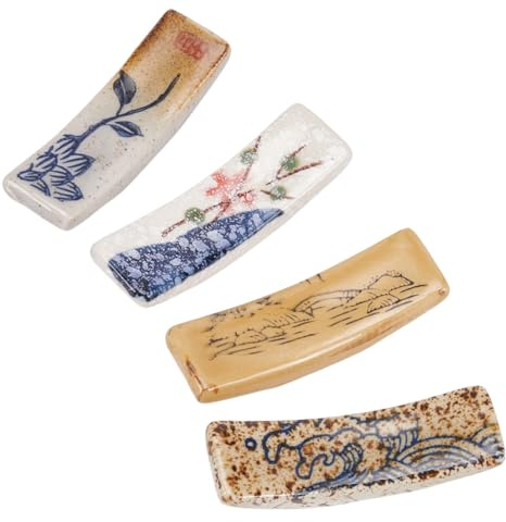 AHANDMAKER 4Pcs Japanese Style Chopstick Holder Ceramic Chopstick Rest Fork Chopsticks Stand for Kitchen Dining Tableware Restaurant Wedding Dinner Party Decoration