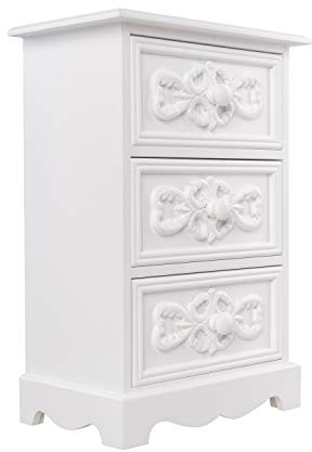 elbmöbel Kommode sehr klein Schmuckkommode Shabby Holz weiß Tischkommode Schränkchen H 37 x B 25 x T 16 cm