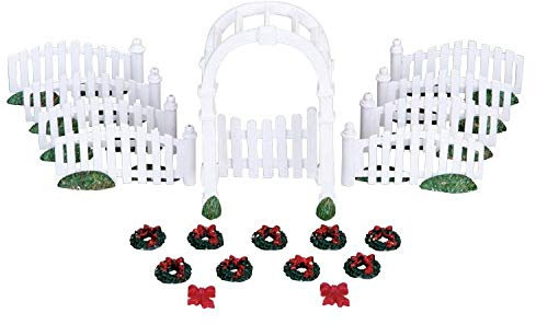 LEMAX - Plastic Arbor & Picket Fences with Decorations 04233 Zaun Weihnachtsdorf Winterdorf