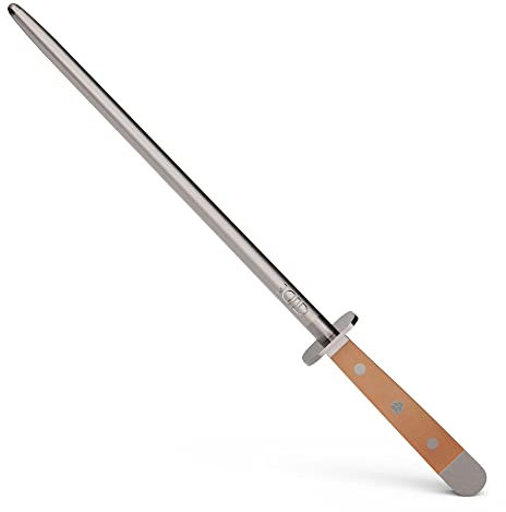 GÜDE Solingen - Wetzstahl geschmiedet, 26 cm, Birnenholz, ALPHA BIRNE, Doppelkropf, Handmade Germany