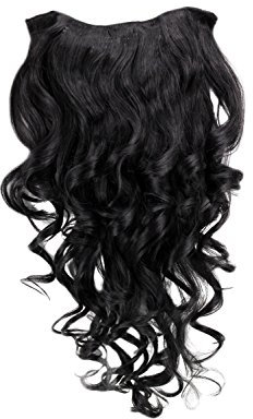 WIG ME UP - H9503-1B Clip-in Haarteil mit 7 Klammern, 3/4 Perücke Schwarz 50 cm lockig Haarverlängerung