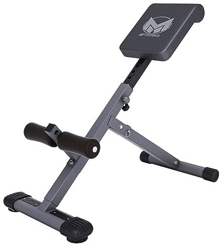 GYRONETICS® Hyperextension Rückentrainer - Klappbar, Höhenverstellbar, bis 120 kg, mit Gepolsterter Beinfixierung, Schwarz - Bauchtrainer, Römischer Stuhl, Rückenstrecker für Zuhause, Fitnessgerät