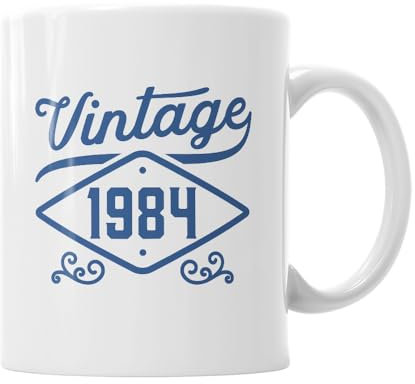 Mainly Mugs 40th Birthday Gift for Men Vintage Age 40 Keepsake Present Coffee Mug 11oz (Blue)