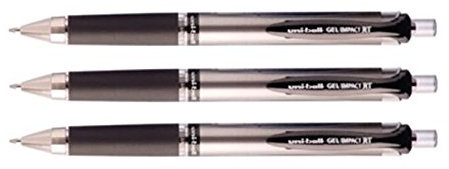 Uni-Ball Gel Impact RT Druckkugelschreiber Tintenroller schwarz Tinte Breite 1,0 mm Spitze UMN (10) S (Pack von 3) lose geliefert