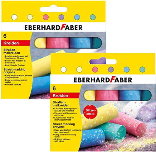 Eberhard Faber - Straßenmalkreide normal 6er Etui + glitzer 6er Etui [ Komplettset ]