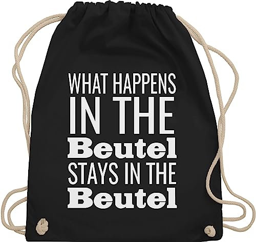Turnbeutel Rucksack - Festival Zubehör - What happens in the Beutel stays in the Beutel - Unisize - Schwarz - festival-bag geschenk weihnachten beuteltasche festivaltasche konzert stoffbeutel