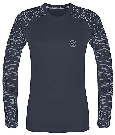 Proviz Womens REFLECT360 Sports T-Shirt – Reflective, Long Sleeve, Fluorescent Running Top for Women, Gym Top, Hi Vis Ladies Running Top Graphite