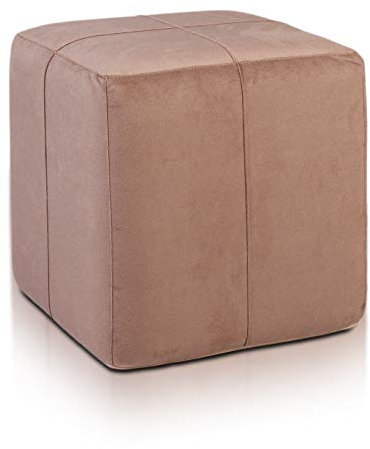 Ecopuf Cube - Sitzhocker Hocker Kunstleder Mikrofaser Sitzbox Quader Würfel Pouf Ottomane Fußbank für's Wohnzimmer Wohneinrichtung 40x40x40 cm Faber Hellbraun A57