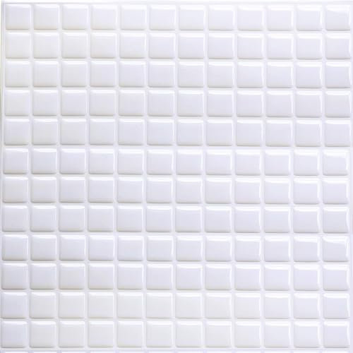 HyFanStr 3D Fliesenaufkleber Küche, Selbstklebende 3D Mosaik Fliesenaufkleber Bad Wasserdicht Fliesendekor Aufkleber 23.6X23.6cm