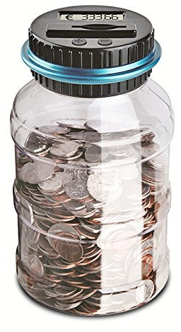 ALLOMN Digitales Sparschwein, 1.5L/1.8L Münzzählen Box Münzen Bank Digitale Münzzählen Spardose LCD Anzeige Große Kapazität Kinder Weihnachten Geburtstag Geschenk(Keine Nachtleuchtende Funktion, 1,8L)