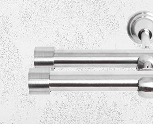 ALOHA Gardinenstange Vorhangstange 16mm Wandmontage, EIN/ZWEI-läufig, Inox, Satin, Golden, Länge: 120-600cm, ohne Ringe (200cm / Java/Inox / 2-läufig)