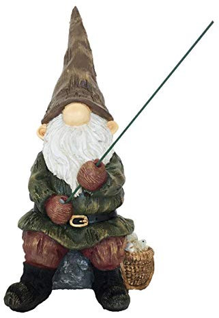 MAISONICA Gnome Fishing Ornament Figurine Home Garden Statue 25.5cm