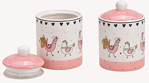 Wurm Vorratsdose Hahn Huhn Dekor aus Keramik Pink/Rosa, Gold (B/H/T) 10x15x10cm 585ml