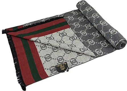 PB Pietro Baldini Winterschals für Damen und Herren - Bicolor Wendeschal für Herbst und Winter - Schal aus 100% Seide - 30 x 180 cm - Grau Blau Rot