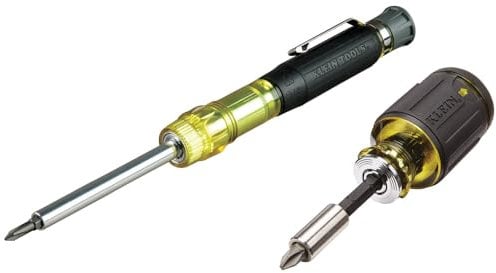 Klein Tools 80037 Lot de 2 tournevis de poche multi-embouts de précision et longueur réglable Noir/jaune