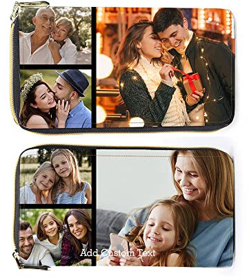 Glooraca Personalisierte Foto Geldbörse Damen Geldbörse mit Mehreren Kartenfächern Leder Geldbörse Große Kapazität Personalisierte Foto Brieftasche für Benutzerdefinierte Geschenke (H)