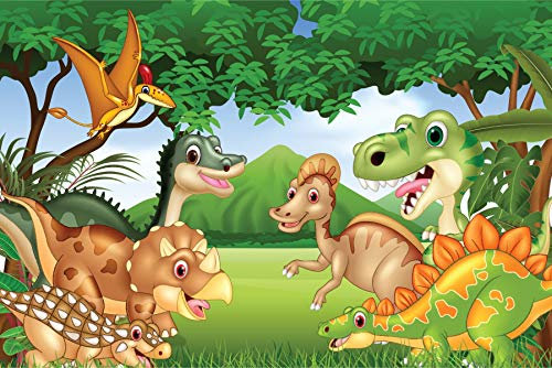 Wallepic Vlies Fototapete Dinosaurier Vorgeschichte Natur Jurassic Pangea 254 x 184 Moderne Tapete XXL Archeologie Tiere Wohnzimmer Schlafzimmer Büro Flur Wandtapete Br.254xHö.184