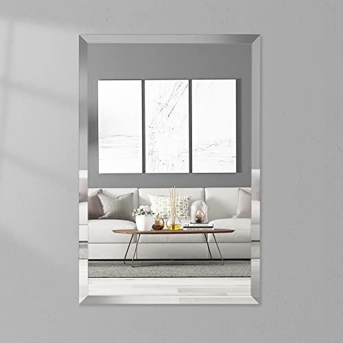 JENBELY 40,6 x 61 cm rechteckiger rahmenloser Spiegel, Wandspiegel mit 2,5 cm abgeschrägten Kanten für Badezimmer, Waschtisch, Eingangsbereich, Wohnzimmer