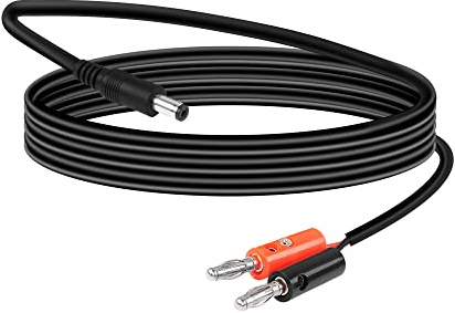 QIANRENON 4mm Banana Plug to DC5.5mm×2.1mm charging cable,DC5521 Male to Double Banana Male Plug Power Cable,18AWG,for DC 12V-24V Instrumentation Equipment,2m/6.6ft
