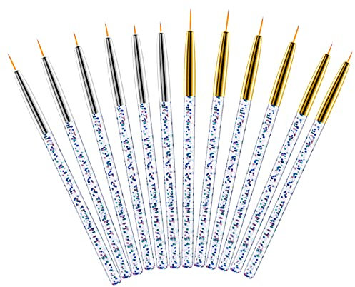 WLLHYF Eyeliner-Pinsel, feine Spitze, Make-up, Gel, Eyeliner-Pinsel, Make-up-Pinsel, Applikatoren für nasses Puder, flüssiges Gel, Eyeliner und wasseraktiviertes Eyeliner, Make-up-Werkzeug, 12 Stück