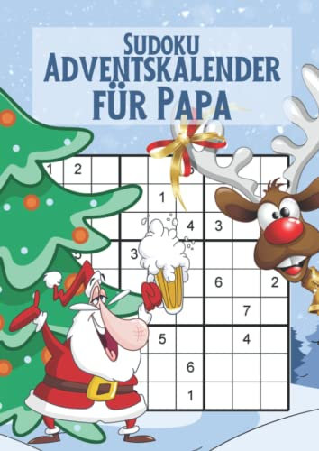 Sudoku Adventskalender für Papa: Großdruck Logikrätsel für clevere Väter | Gehirnjogging für Erwachsene
