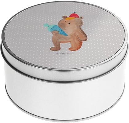 Mr. & Mrs. Panda Blechdose rund Bär Schultüte - Geschenk, Metallbox, Metallkiste, Einschulung Geschenk, Vorratsdosen, Teddybär, Teddy, Geschenkkiste,