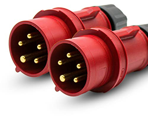 DOJA Industrial | CLAVIJAS 380V-IP44 | 32A 3P+N+T (5 polos) | PACK 2 | Enchufe Industrial Enchufes Macho | Enchufe Trifasico 5 Pines | Enchufes Industriales Adaptador Cetac | Adaptador Enchufe Camping