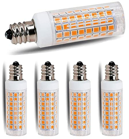 JERYJO E11 led Bulb 75w 100w Halogen Bulbs Replacement, JD e11 T4 Mini Candelabra Base 110V 120V 130 Voltage Input Light Bulbs, Warm White 3000K Pack of 4 (E11-4PWW)