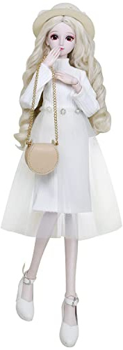 Proudoll 1/3 BJD Puppe 60cm 24Inches Ball Jointed SD Puppen Bewegen Gelenke Action Figuren Fashion Girl Frances Hut Perücke Kleid Crossbody Tasche High Heel