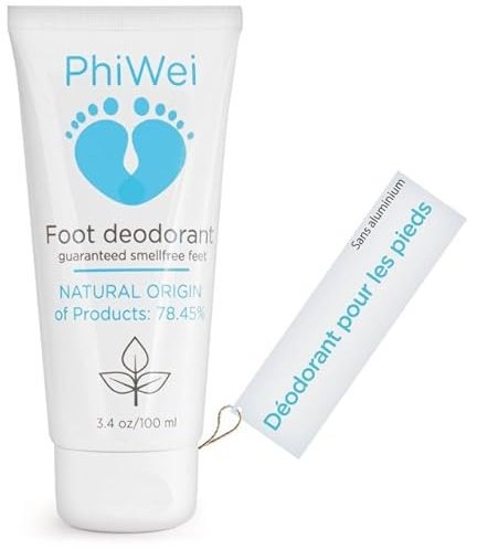Fuß Creme Deo, Fuß Deodorant, Fuß Creme PhiWei, Salbe zur wirksamen Beseitigung von Fußgeruch 80% Inhaltsstoffen natürlichen Ursprungs, 24 Stunden wirksam, kein Geruch, frische Füße, 100 ml.