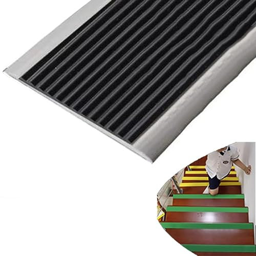 NILZA PVC Anti-Slip Stripe Grip 2in 4In Wide Anti Slip Tape Stair Treads, Self Adhesive Staircase Step Stair Anti-Slip Strip, Traction Treads For Indoor Outdoor Flooring (Color : Black, Size : W60mm