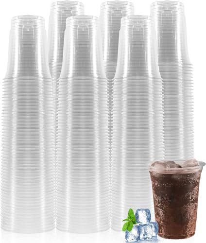 Pack de 100Uds 500ml Vasos Reutilizables de plástico polipropileno Transparente ideal para fiestas y eventos (100, 500ml)