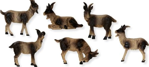 FADEDA 6X Ziegen/Höhe:6 cm/handbemalt/detailgetreue Krippen Figuren - Weihnachten Tisch Dekoration Krippe Zubehör