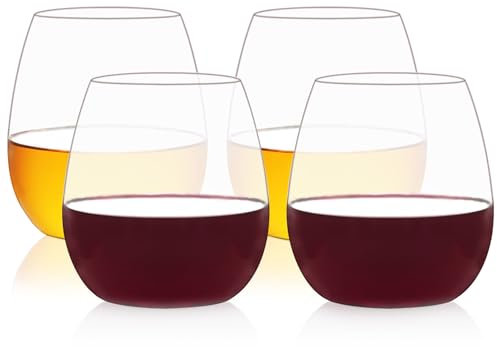 HAHASHOW Incassable Verre à Eau, 100% Tritan-Plastique Verres Tumbler pour Eau/Whisky/jus, Les Restaurants, Les Fêtes, Lavable au Lave-Vaisselle Lot de 4, 18oz/535ml