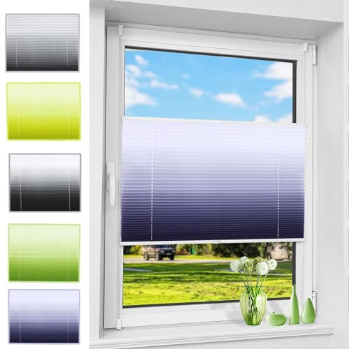 Klemmfix Plissee Ohne Bohren 115 x 130 cm Sichtschutz und Sonnenschutz Blickdicht Jalousie für Fenster & Tür mit Klemmträger / -fix für Tür & Fenster, Lila