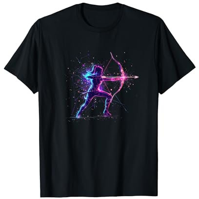 Bogenschießen mit Pfeil und Bogen Bogensport und Farbenfrohe Bogenschützin T-Shirt