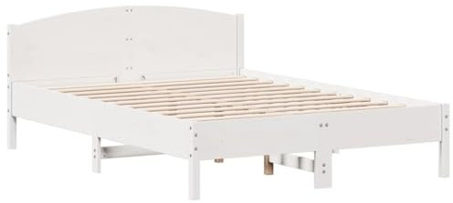 vidaXL Massivholzbett ohne Matratze Weiß 120x200 cm Kiefernholz