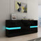 Generisch Sideboard Hochglanz Küchenschrank für Wohnzimmer Modernes Sideboard TV Schrank Vitrine mit LED-Leuchten 2 Türen 4 Schubladen Wohnmöbel (Schwarz), SD04-BK