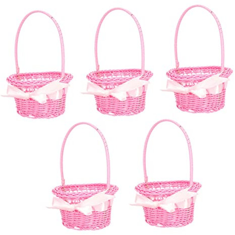 Cabilock 5stücke Blumenmädchenkörbe Geflochten Kleiner Korb Mit Henkel Rustikal Blumenkorb Für Blumenmädchen Osterkorb Hochzeitskorb Blumenmädchenkorb
