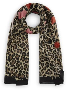 CODELLO Damen Schal aus recyceltem Polyester mit Leo-Muster und „SoWhat“-Statement