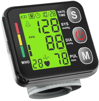 Misuratore Pressione da Polso, 2 Utenti e 2 * 99 Misurazioni Memoria, Misurare Sanguigna Pressione e Frequenza Cardiaca, Misuratore di Pressione da Polso (Polsino 13,5-21,5 cm)